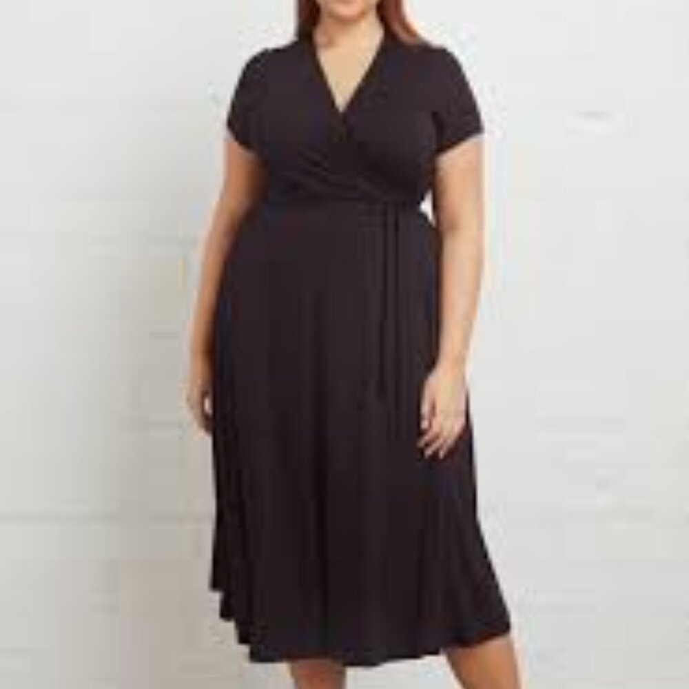 Rachel Pally White Label Frankie Wrap Dress Black Plus 3x